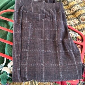 Betabrand Black and Brown Plaid Straight Leg Pants